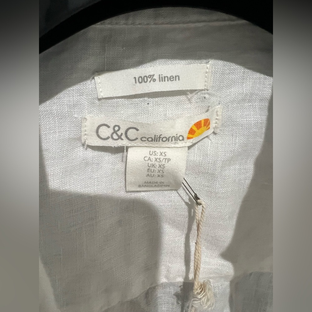 C&C California linen shirt white New! Size XS - Picture 9 of 9